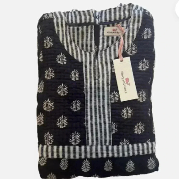 NEW Vineyard Vines Girls' Palm Leaf Tiered Dress Fleur De Leaf Deep Bay - Large - Picture 4 of 6